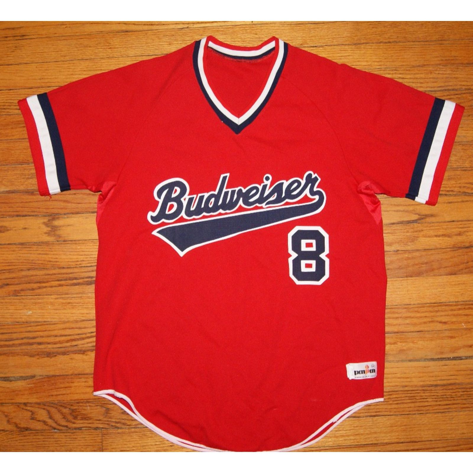 Vintage VTG Budweiser VNeck Jersey Mens L Red Baseball Beer Logo USA Size US L / EU 52-54 / 3 - 1 Thumbnail