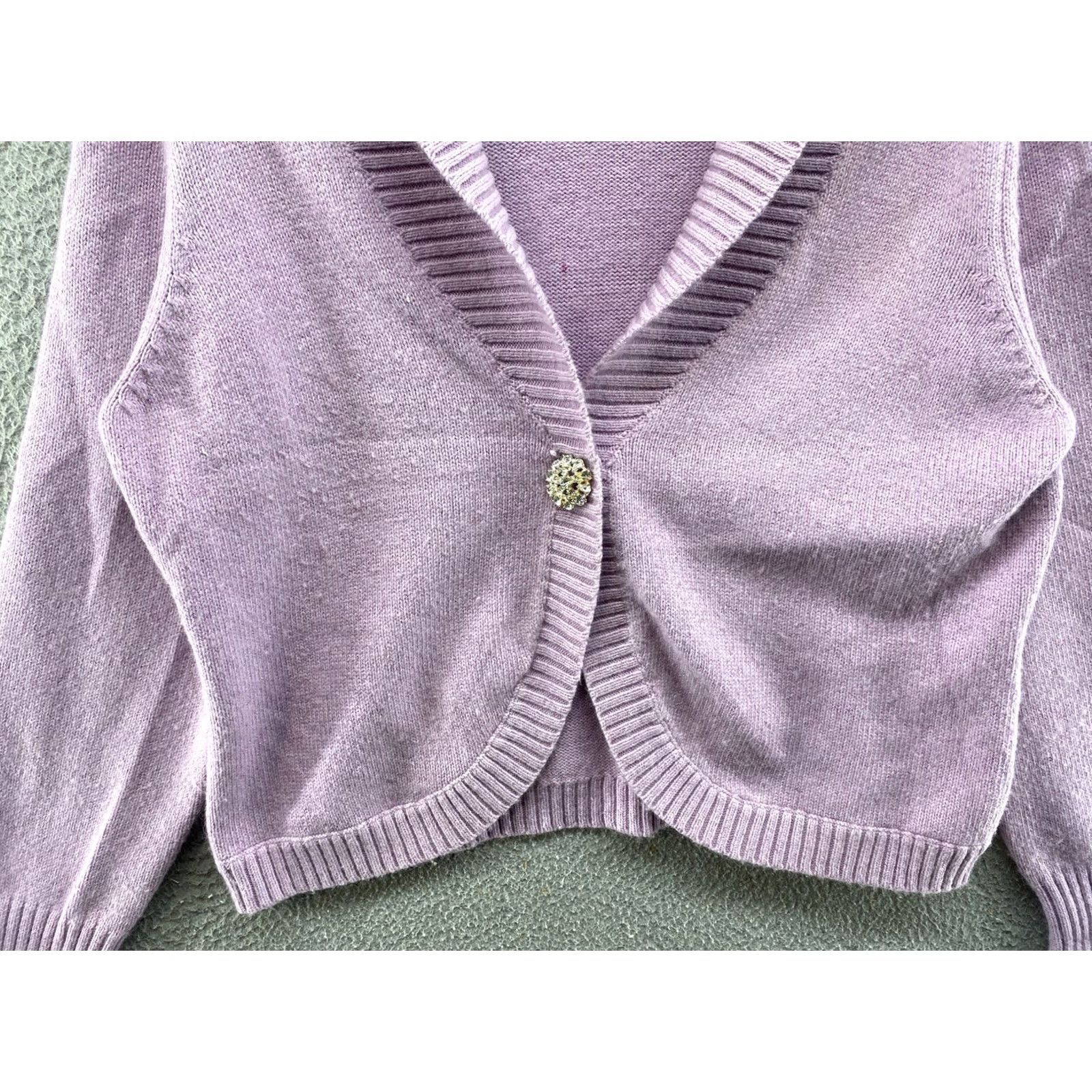 Worthington Worthington Purple Sparkle Cardigan Sweater in Women’s XL, Collared, Long Sleeve, Purple, Metal Theme, Silver Accent, Polyester, Cardigan, Women, XL Size XL / US 12-14 / IT 48-50 - 2 Thumbnail