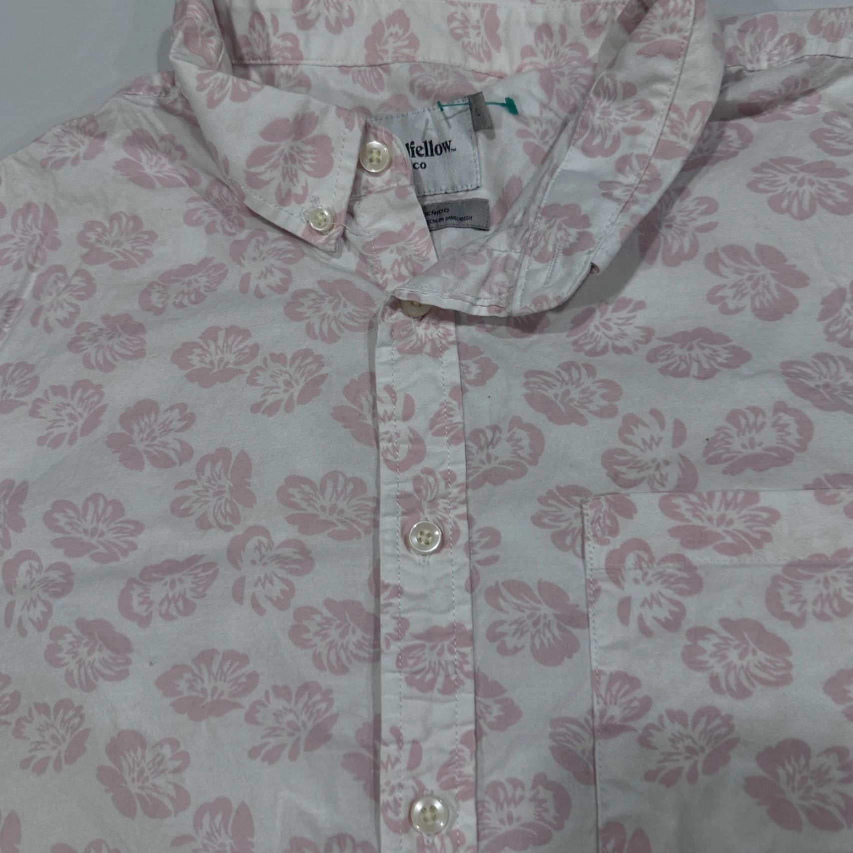 Vintage Goodfellow & Co Shirt Men XL White Pink Floral Button-Up Short Sleeve Cotton Blend Size US XL / EU 56 / 4 - 2 Thumbnail