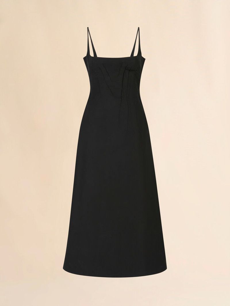 Marni o1f1d3z0326 Bonded Poplin A-Line Dress in Black Size M / US 6-8 / IT 42-44 - 1 Thumbnail