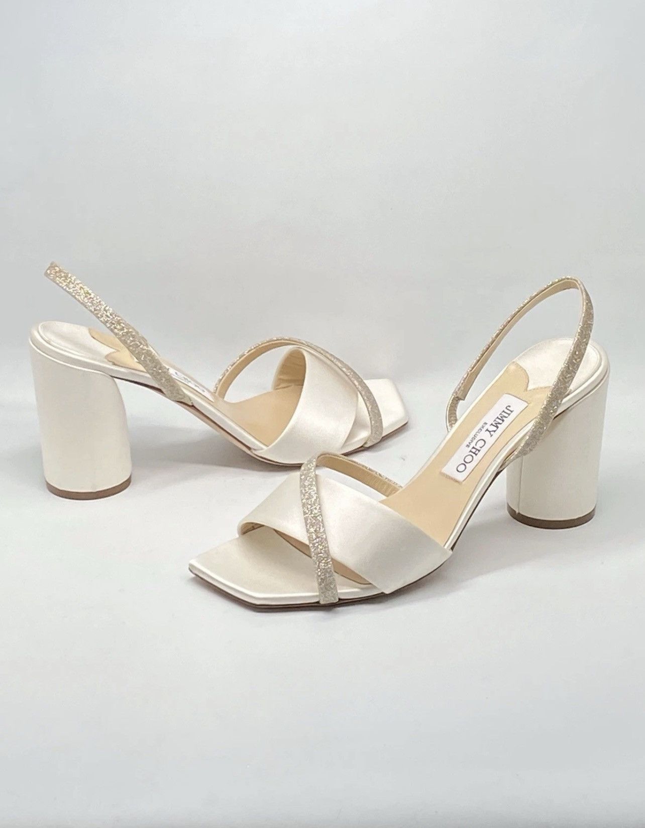Jimmy Choo Jimmy Choo Plum Satin & Glitter Slingback Sandals size 39 Size US 9 / IT 39 - 10 Thumbnail