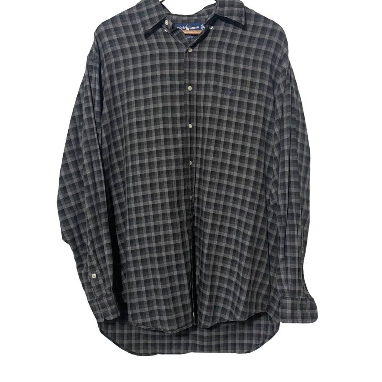 Ralph Lauren Ralph Lauren Shirt Men's Blake Cotton Large Grey Checkered Size US L / EU 52-54 / 3 - 1 Thumbnail