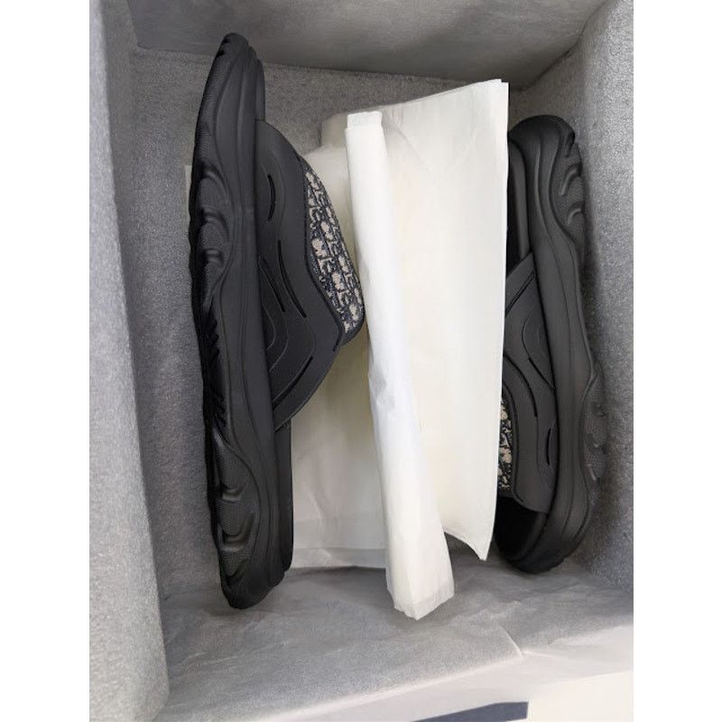 Dior o1rshd1 H-Town Single Band Slipper Sandal in Black / Beige Size US 8 / EU 41 - 22 Thumbnail