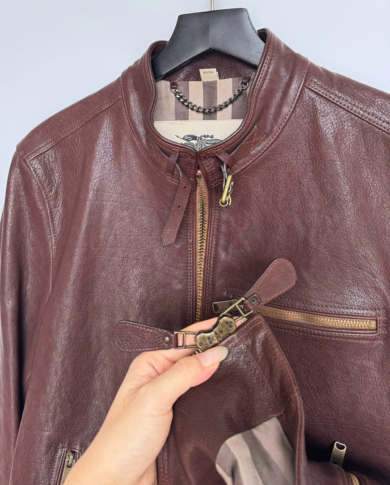 Burberry Burberry Brown Red Bison Leather Jacket 48 Size US M / EU 48-50 / 2 - 5 Thumbnail
