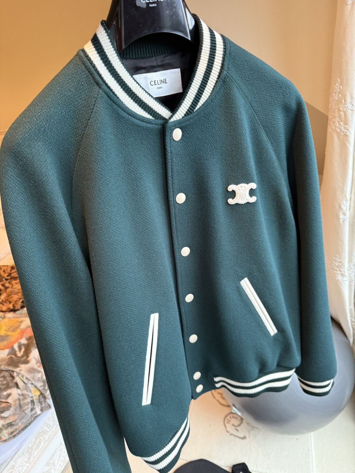 Celine $3.25k+ FW24 Celine Triomphe logo teddy jacket green Hedi 52 Size US L / EU 52-54 / 3 - 19 Thumbnail