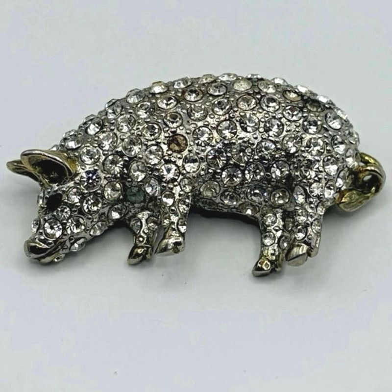 Other Silver Crystal Pig Pin Size ONE SIZE - 2 Thumbnail