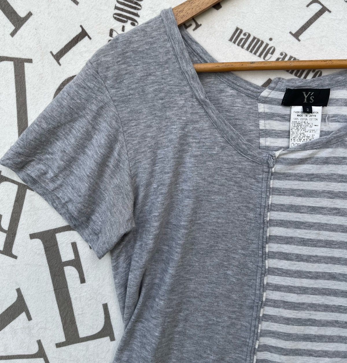 Yohji Yamamoto 🔥Vintage Y's by Yohji Yamamoto Asymmetrical Striped T-shirt Size S / US 4 / IT 40 - 5 Thumbnail