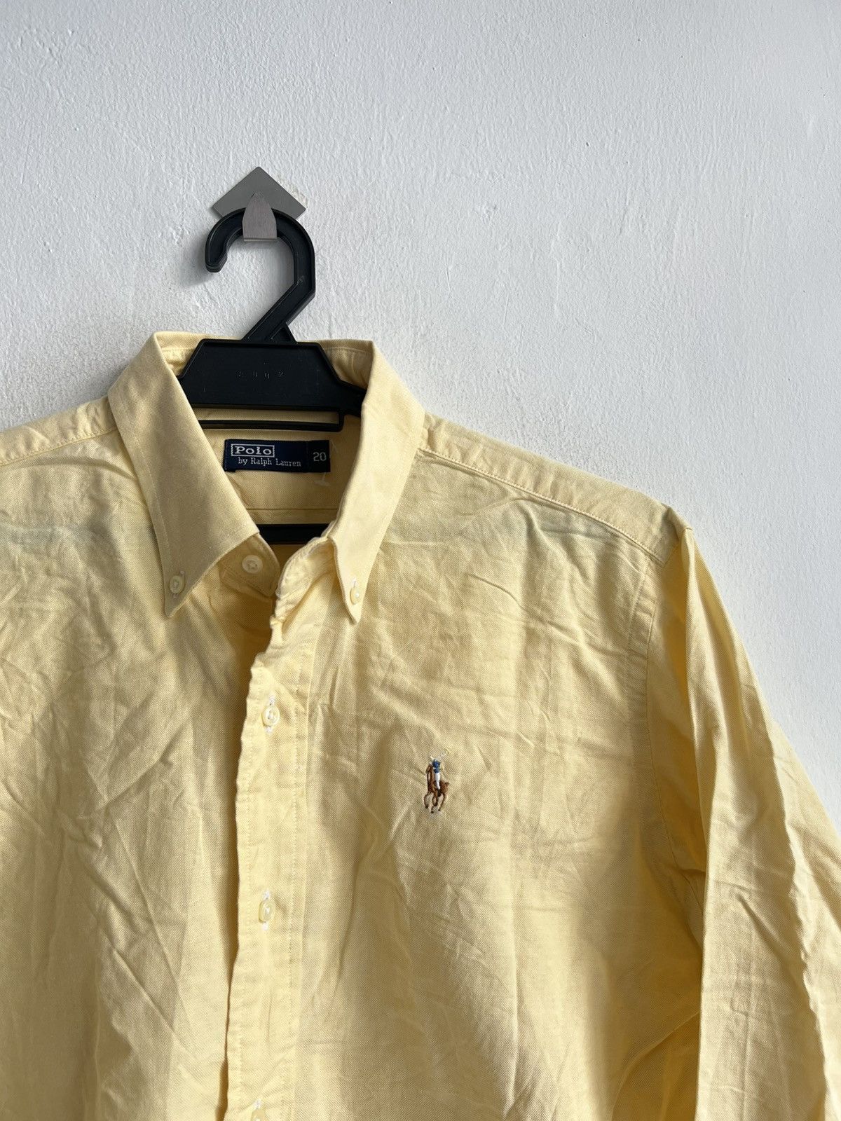 Polo Ralph Lauren Vintage 90s Polo Ralph Lauren Pony Logo Yellow Oxford Shirt Size US M / EU 48-50 / 2 - 2 Thumbnail