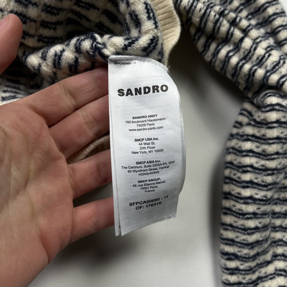 Sandro Sandro Luxury Stripped Cardigan V-Neck Sweater Wool Size S / US 4 / IT 40 - 7 Thumbnail