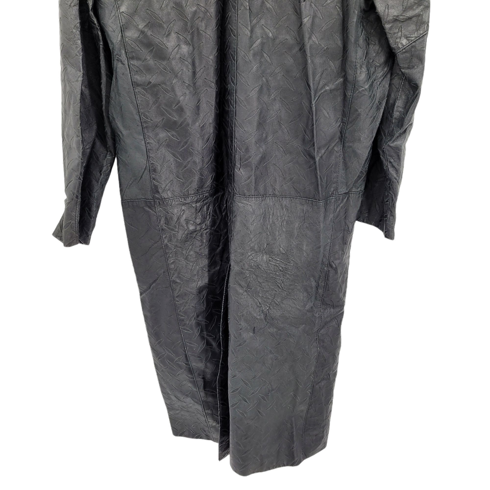 Vintage 80s Steampunk Black Leather Trench Coat Sz S Tread Embossed Size US S / EU 44-46 / 1 - 9 Thumbnail