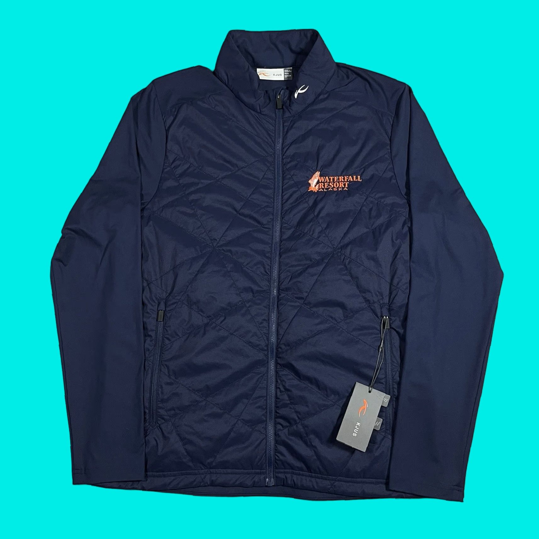 KJUS KJUS Jacket Mens L Full Zip Blue Outdoors Logo Quilted Wind-Resistant Pockets Winter Fall Spring All Seasons Golf Size US L / EU 52-54 / 3 - 1 Thumbnail