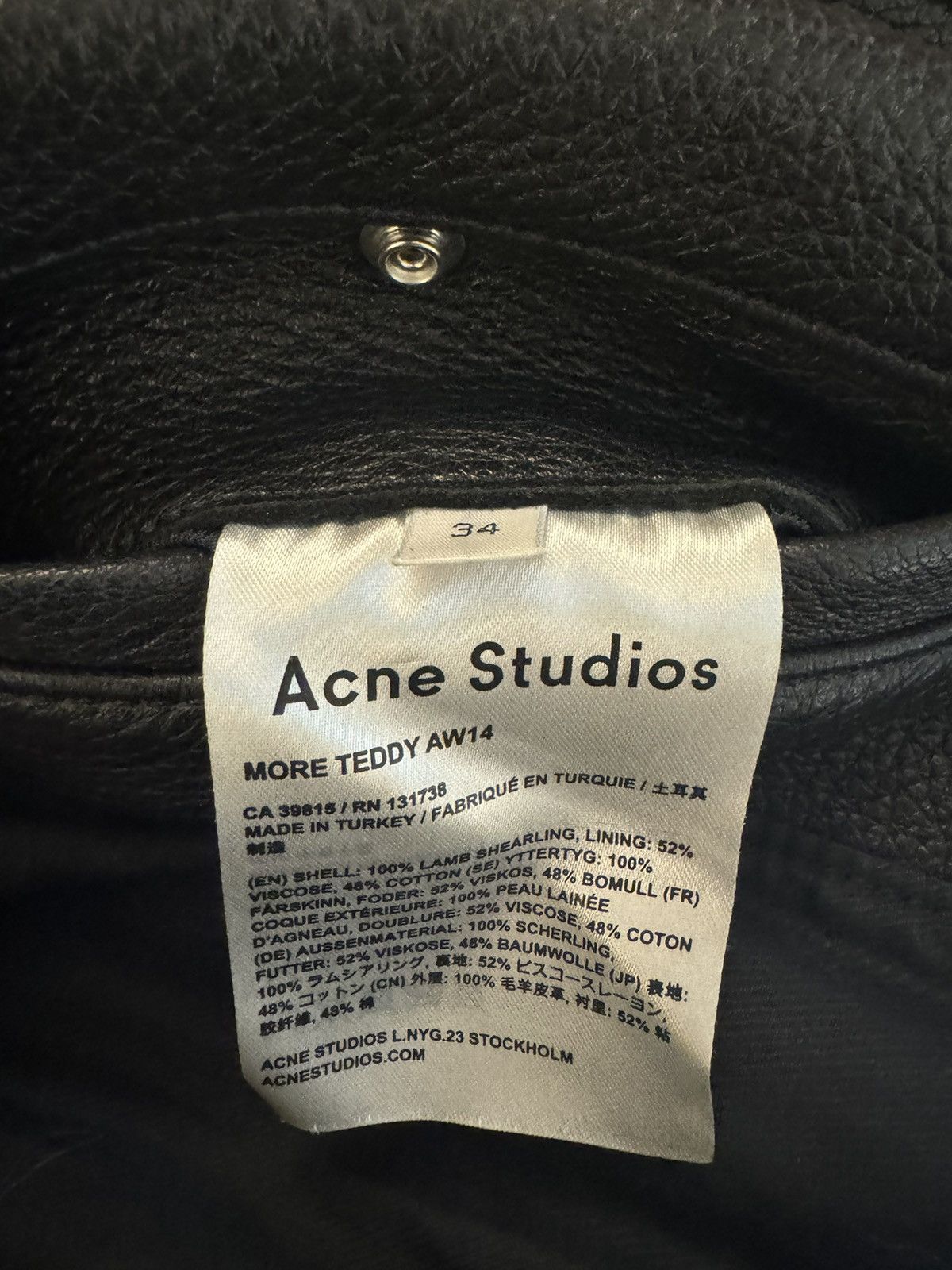 Acne Studios More Teddy AW14 Shearling Leather Moto Size XS / US 0-2 / IT 36-38 - 4 Thumbnail