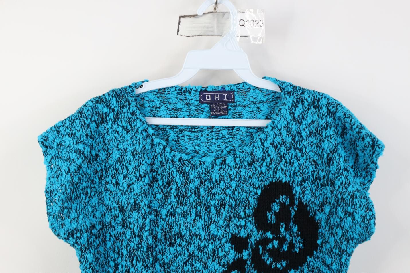 Vintage Vintage 80s 90s Flower Dolman Short Sleeve Knit Sweater Blue Size S / US 4 / IT 40 - 2 Thumbnail