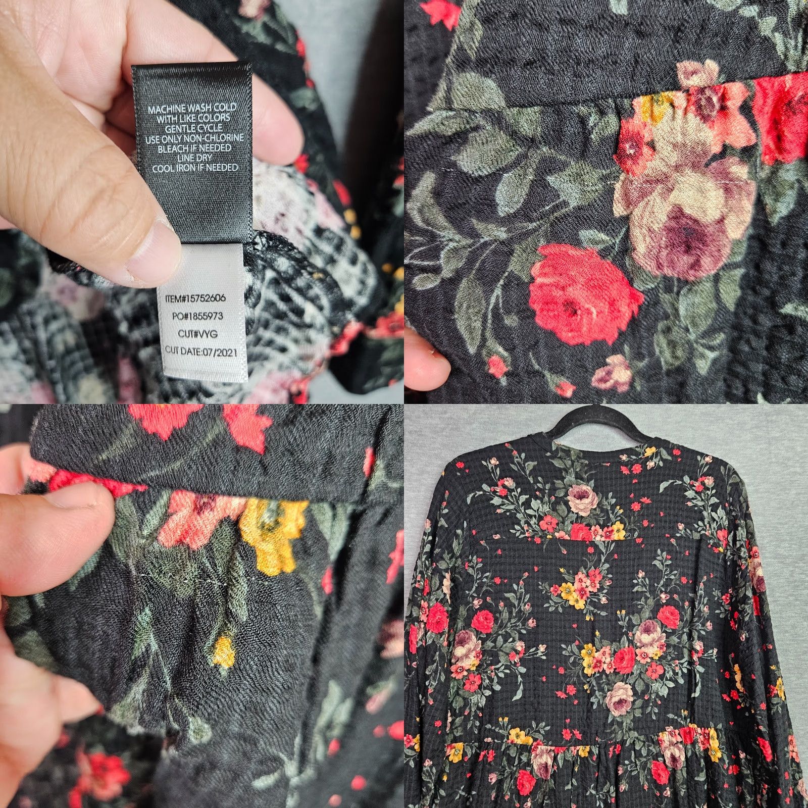 Torrid Torrid Blouse Women Long Sleeve Floral Black Size 0 Plus Rayon Spandex V-Neck Pullover Slim Best for Casual Seasonal All Seasons Womens Size XS / US 0-2 / IT 36-38 - 8 Thumbnail
