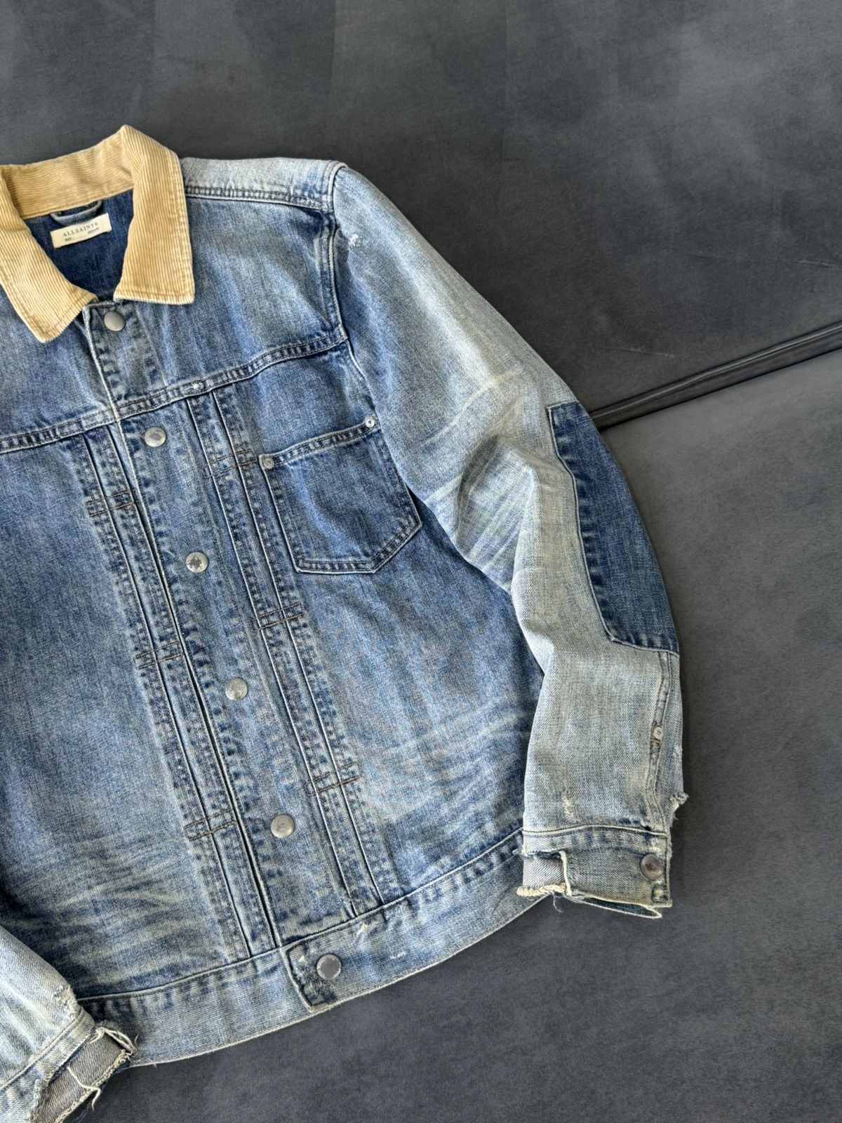 Allsaints Allsaints Patchwork Factory Distressed Y2K Denim Jacket Size M / US 6-8 / IT 42-44 - 5 Thumbnail