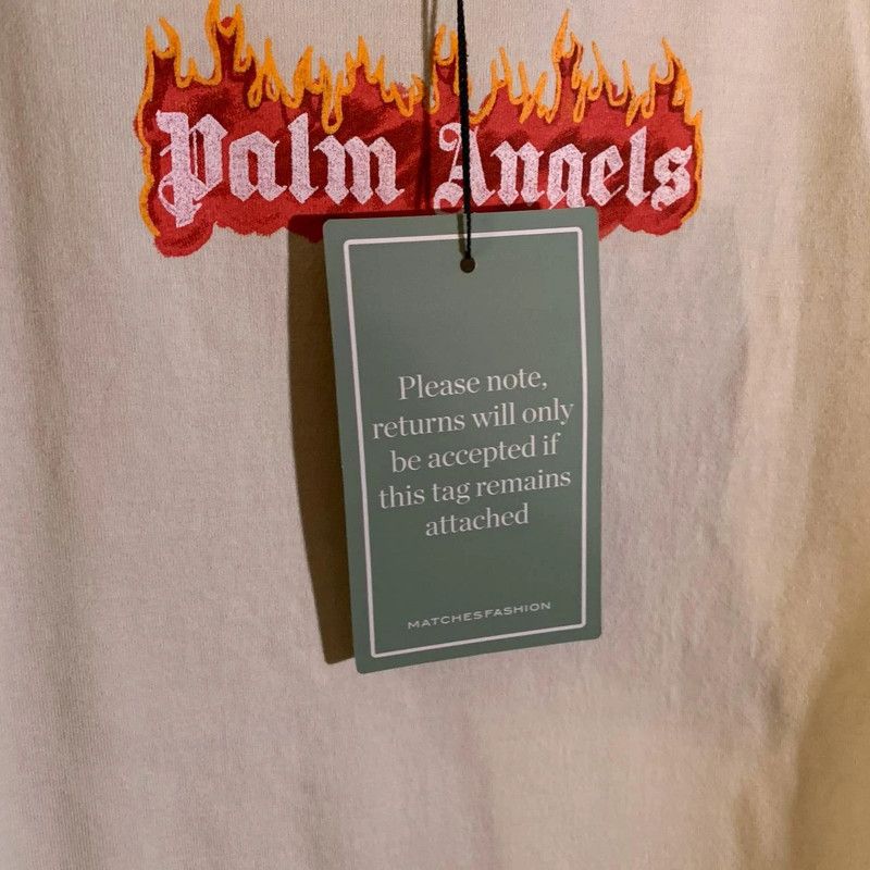 Palm Angels Palm Angels Burning Logo-print cotton T-shirt in White (M) Size US M / EU 48-50 / 2 - 3 Thumbnail