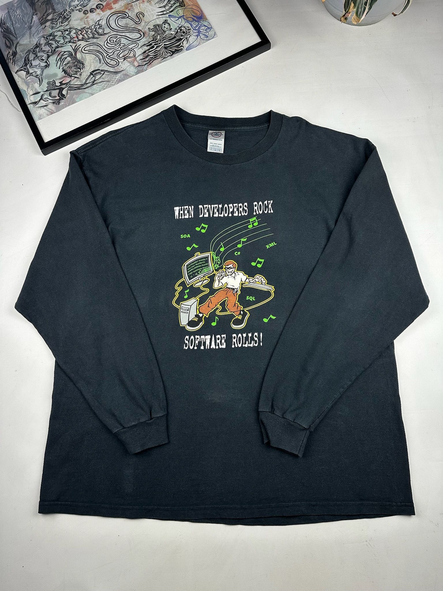 Microsoft Vintage Apple style software Developers Long Sleeve Tshirt Size US XL / EU 56 / 4 - 6 Thumbnail