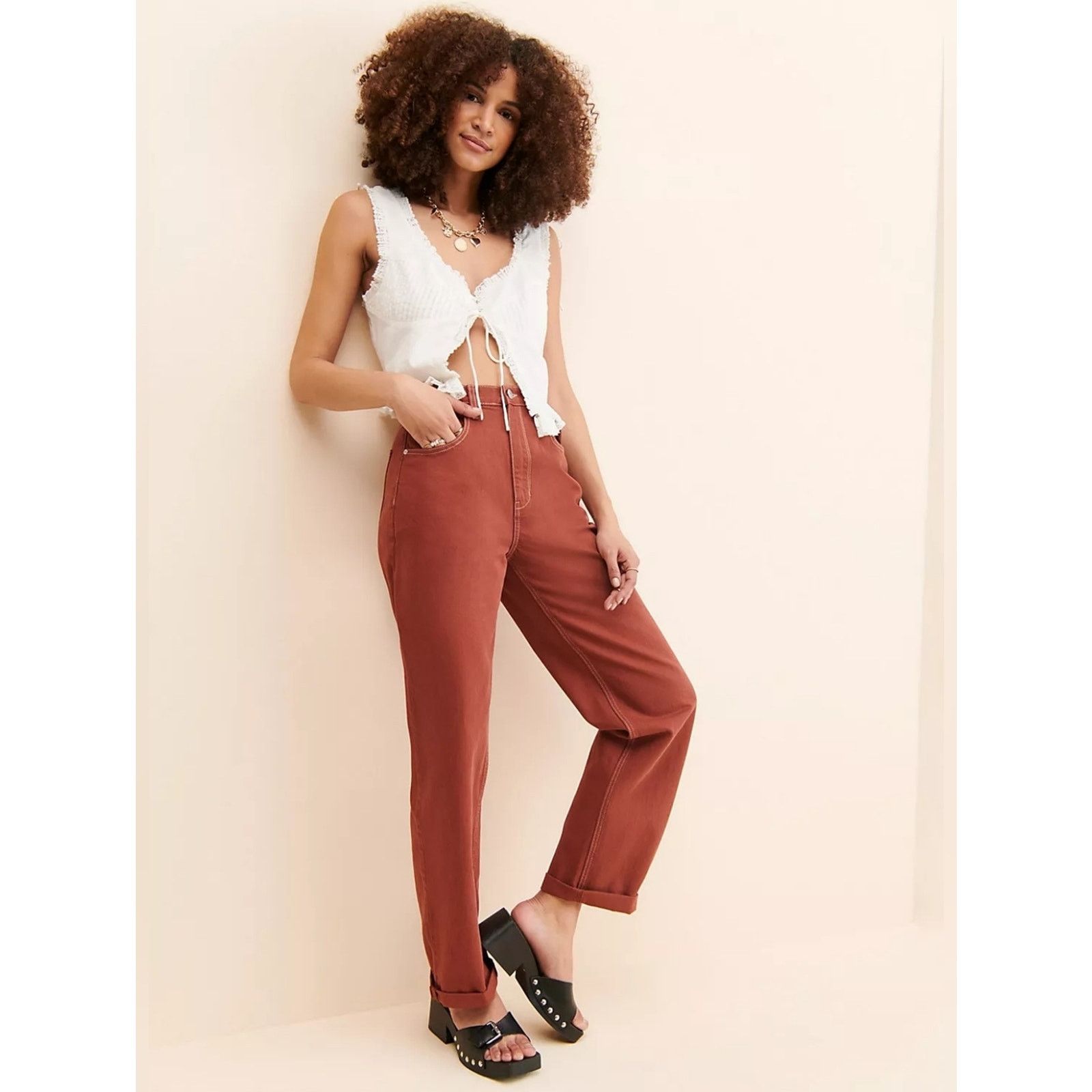 Free People NWT Free People ZGY HI & LOOSE Rust Orange Jeans 30 Size 30" / US 8 / IT 44 - 3 Thumbnail