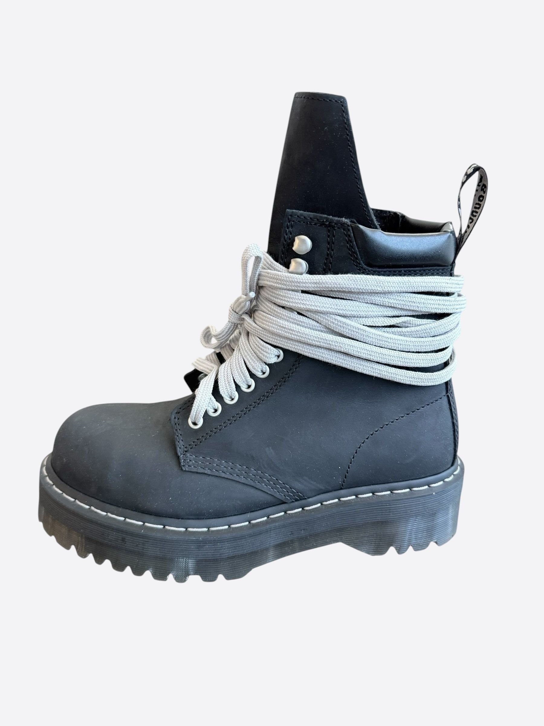 Rick Owens Dr. Martens Black Quad Sole Steel Toe Combat Boots Size US 8 / EU 41 - 3 Thumbnail