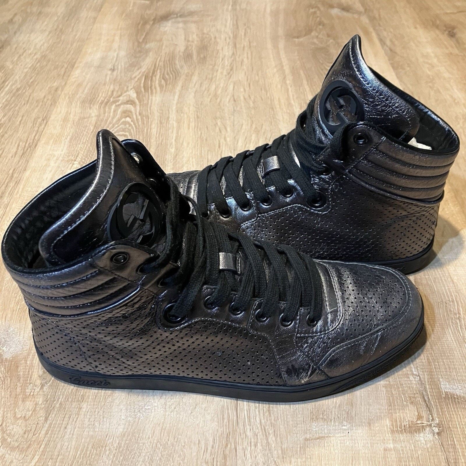 Gucci GUCCI GG Gray Platinum Metallic High Top Leather 322730 Size US 8.5 / EU 41-42 - 8 Thumbnail