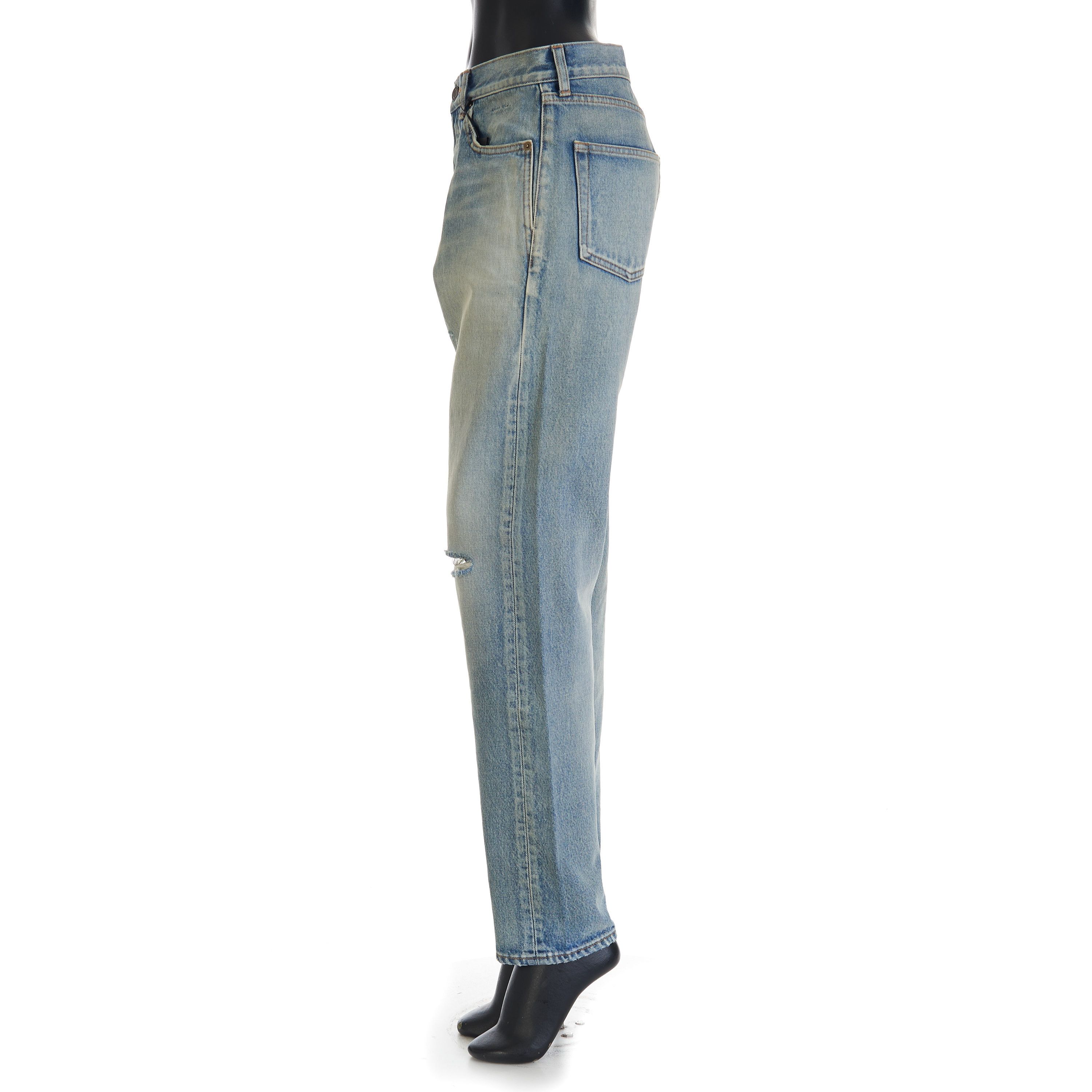 Saint Laurent Paris YSL High Waist - Slim Fit Jeans In Santa Monica Blue Denim Size 29" - 3 Thumbnail