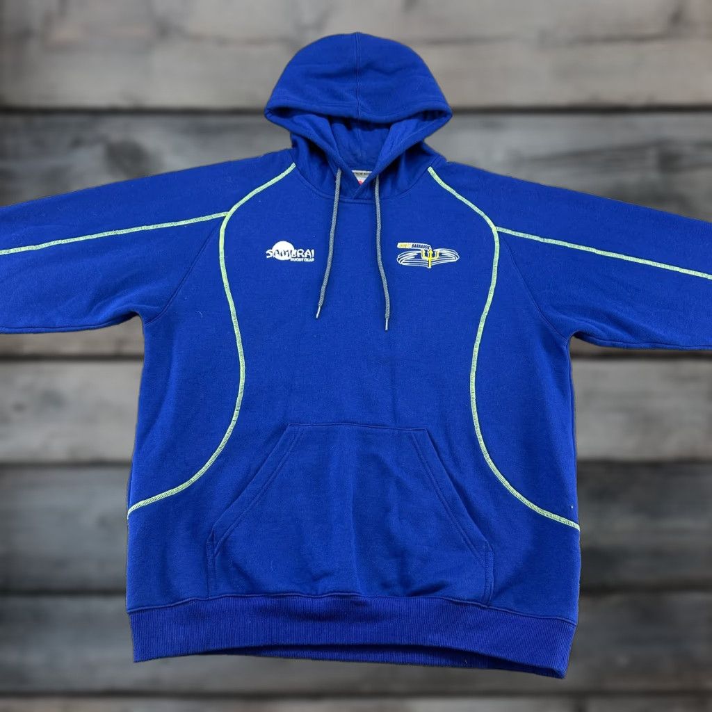 Vintage VINTAGE Samurai Rugby Hoodie Mens XL Blue Pullover Thermal Fleece Logo Drawstring Crew Neck 90s Size US XL / EU 56 / 4 - 1 Thumbnail