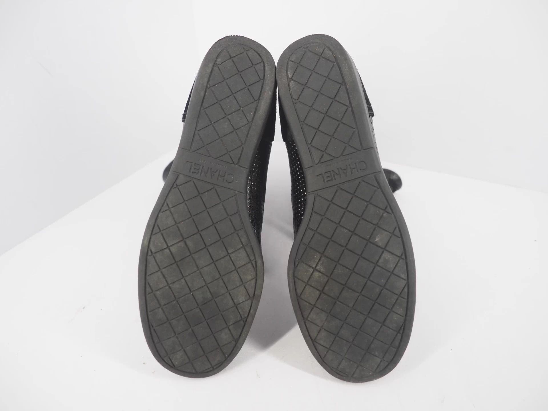 Chanel CHANEL Black Suede Perforated Boots, Size 37.5 Size US 7 / IT 37 - 7 Thumbnail