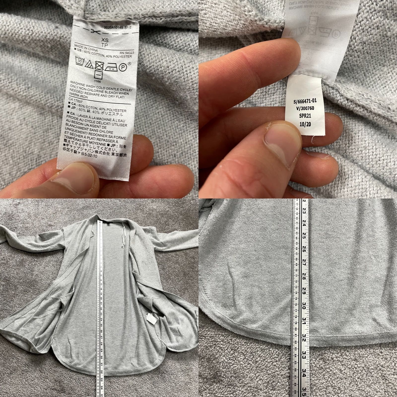 Banana Republic Banana Republic Cardigan Womens XS Gray Solid Pockets Knit Open Long Sweater Size XS / US 0-2 / IT 36-38 - 8 Thumbnail