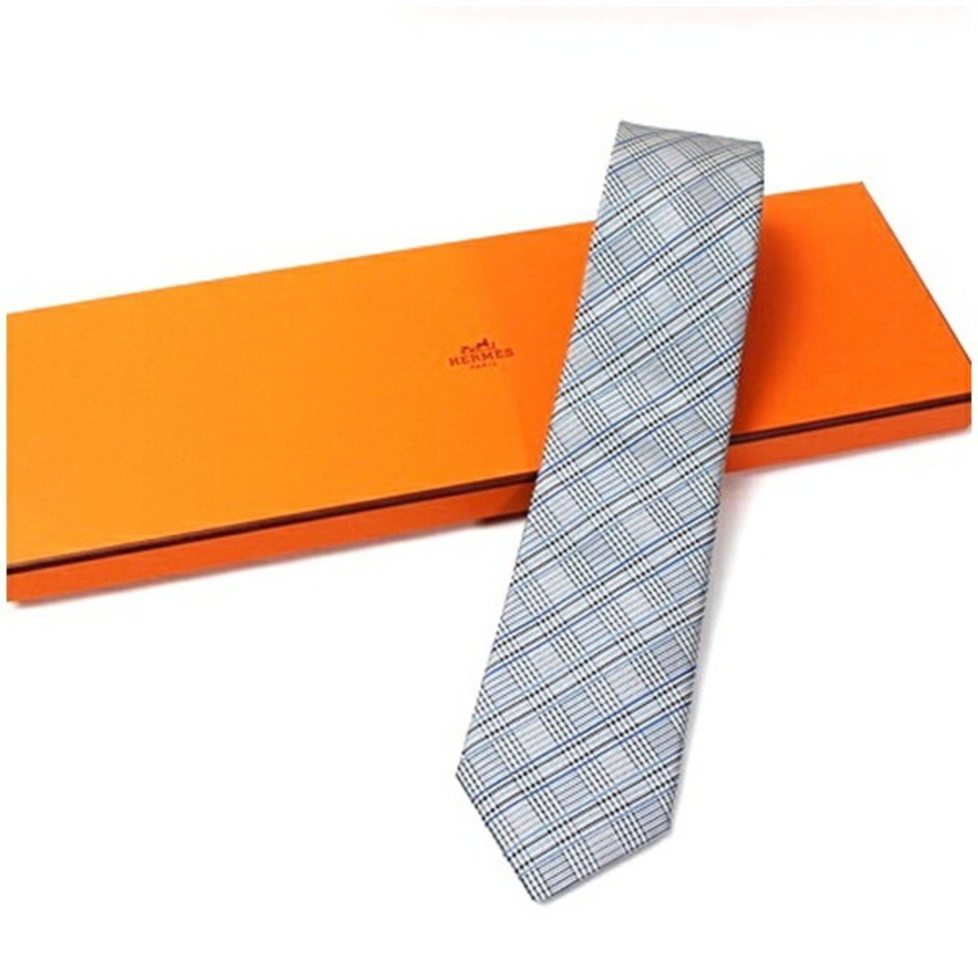 Hermès Men's Silk Tie Unused Check Pattern HERMES 336205T