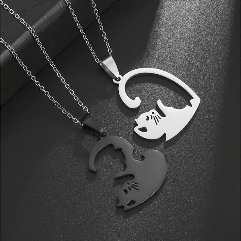 Other Cat Yin Yang Necklace Set - Stainless Steel Matching 20" Size ONE SIZE - 4 Thumbnail