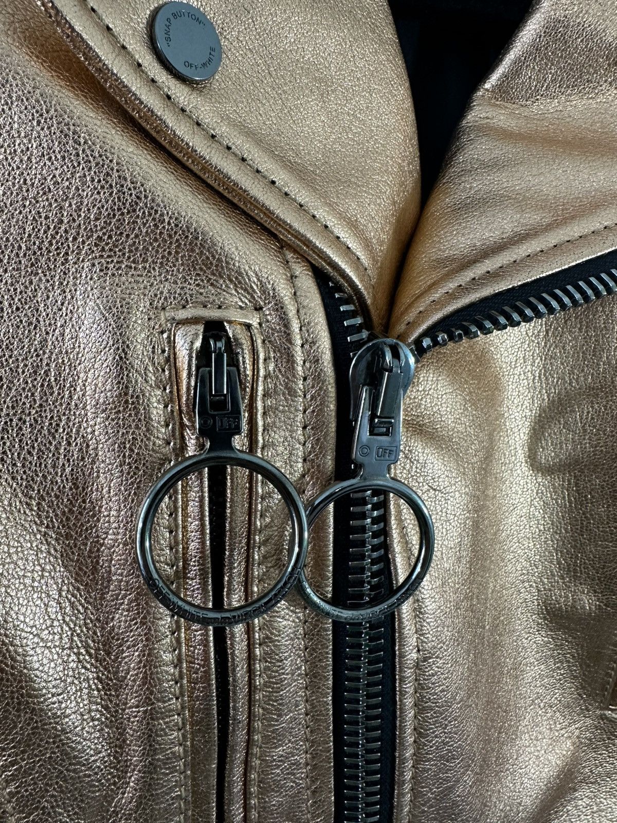 Off-White OFF-WHITE GOLD BIKER JACKET ARROWS Size S / US 4 / IT 40 - 3 Thumbnail