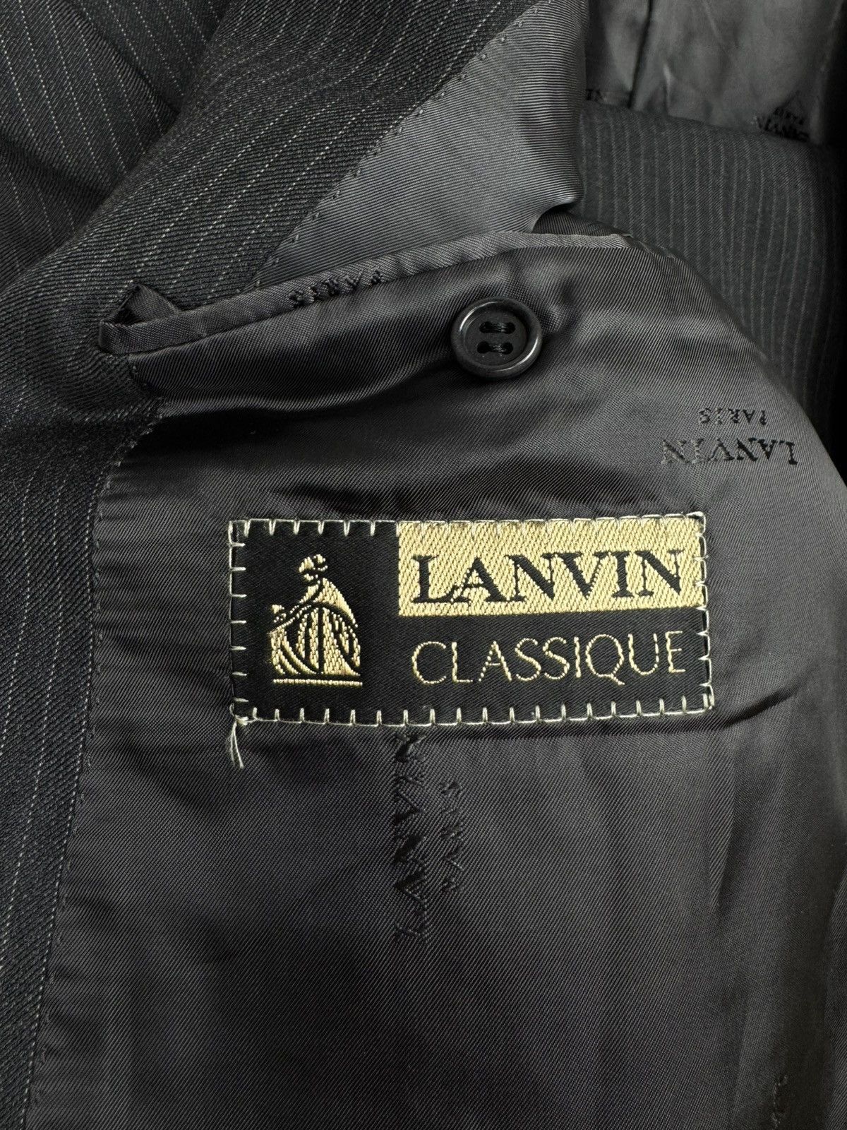 Lanvin Lanvin Classique Dark Gray Striped Wool 3 Button Vented Suit Size 42R - 16 Thumbnail