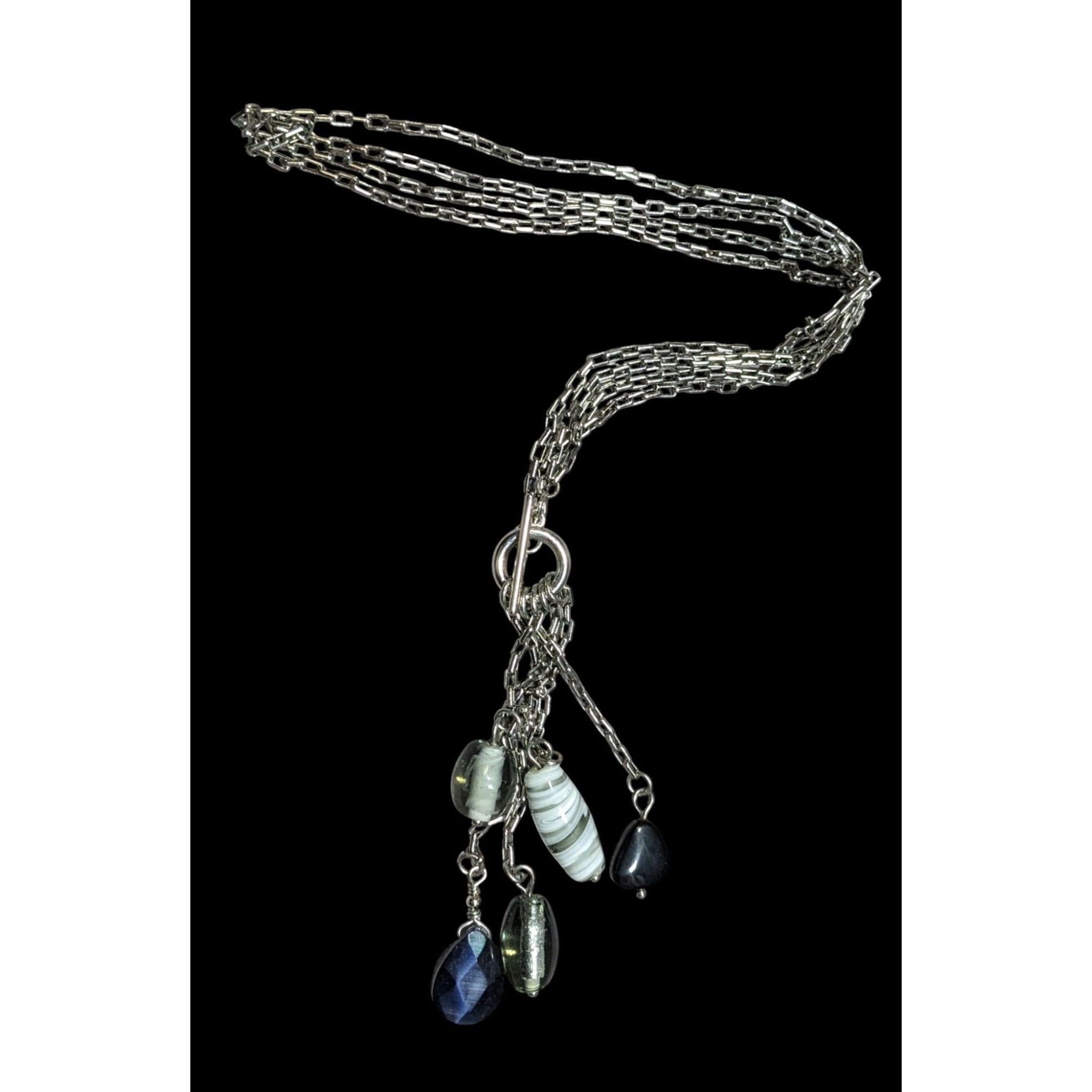 Handmade Handmade Abstract Silver Multi-Strand Necklace With Dangling Size ONE SIZE - 1 Thumbnail