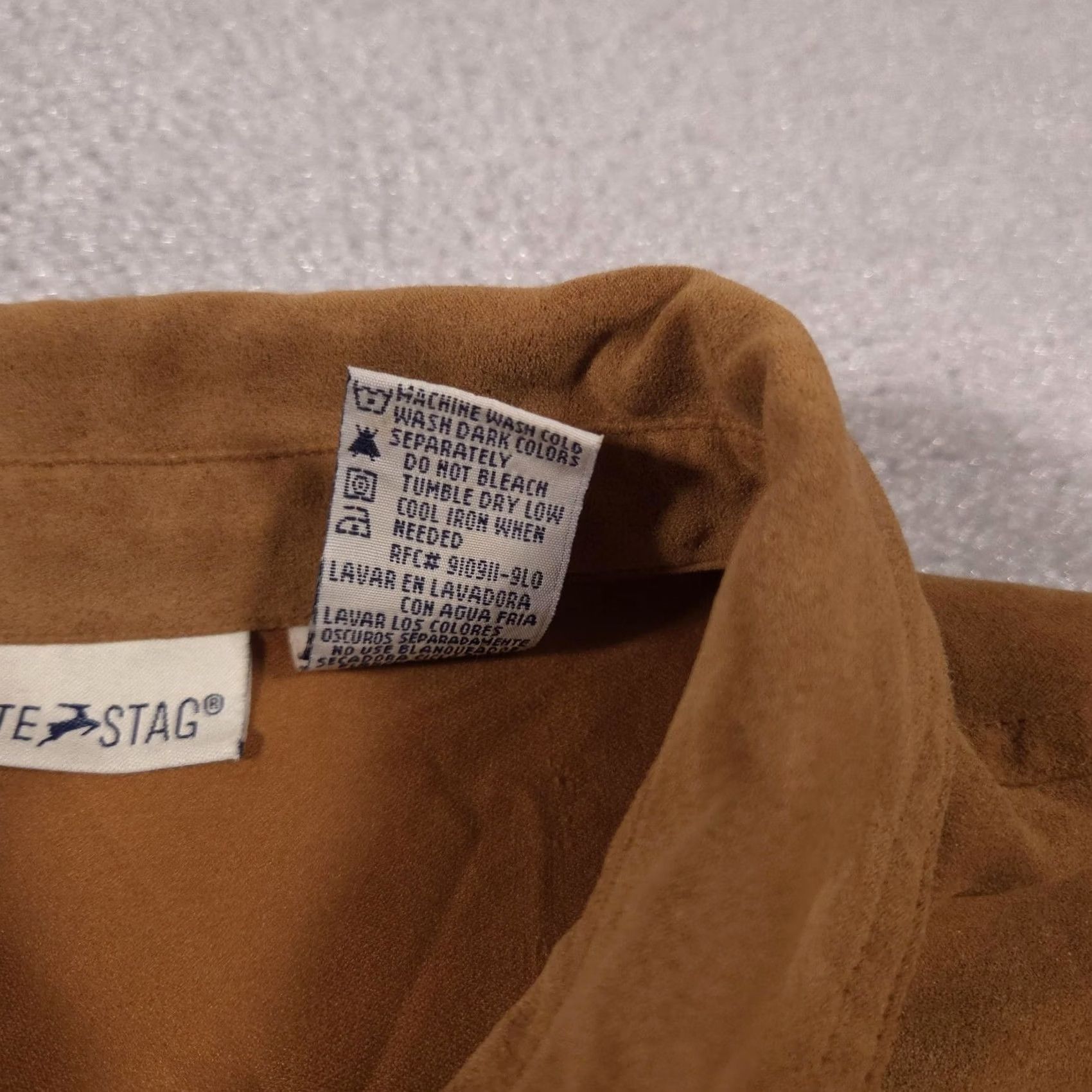 Vintage White Stag Shirt Womens Large Brown Faux Suede Button Front Long Sleeve Pockets Size L / US 10 / IT 46 - 7 Thumbnail
