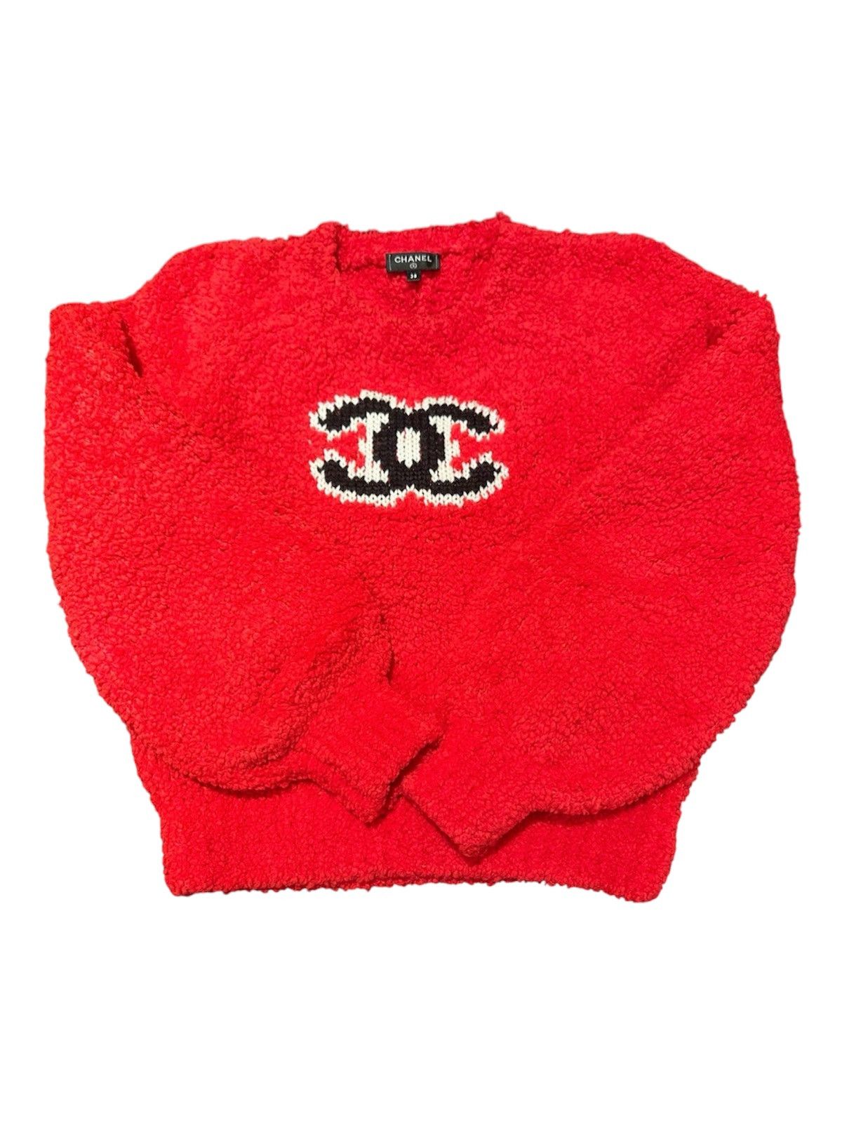 Chanel Chanel 34 Red Teddy Logo CC Wool Sweater Jumper Size XXS / US 00 / IT 34 - 2 Thumbnail