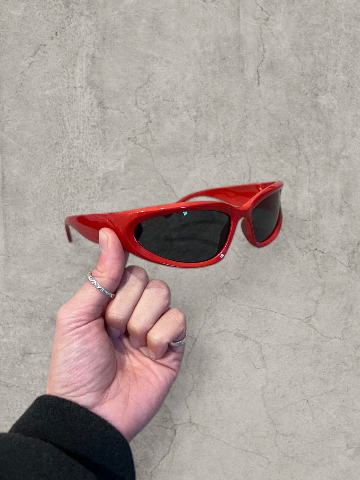 Japanese Brand Cool UV400 alien sunglasses, red with black lens. One size Size ONE SIZE - 1 Thumbnail
