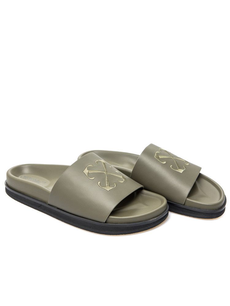 Off-White o1in1s1024 Q:1 / Pool Time Sliders in Military Green Size US 9 / EU 42 - 1 Thumbnail