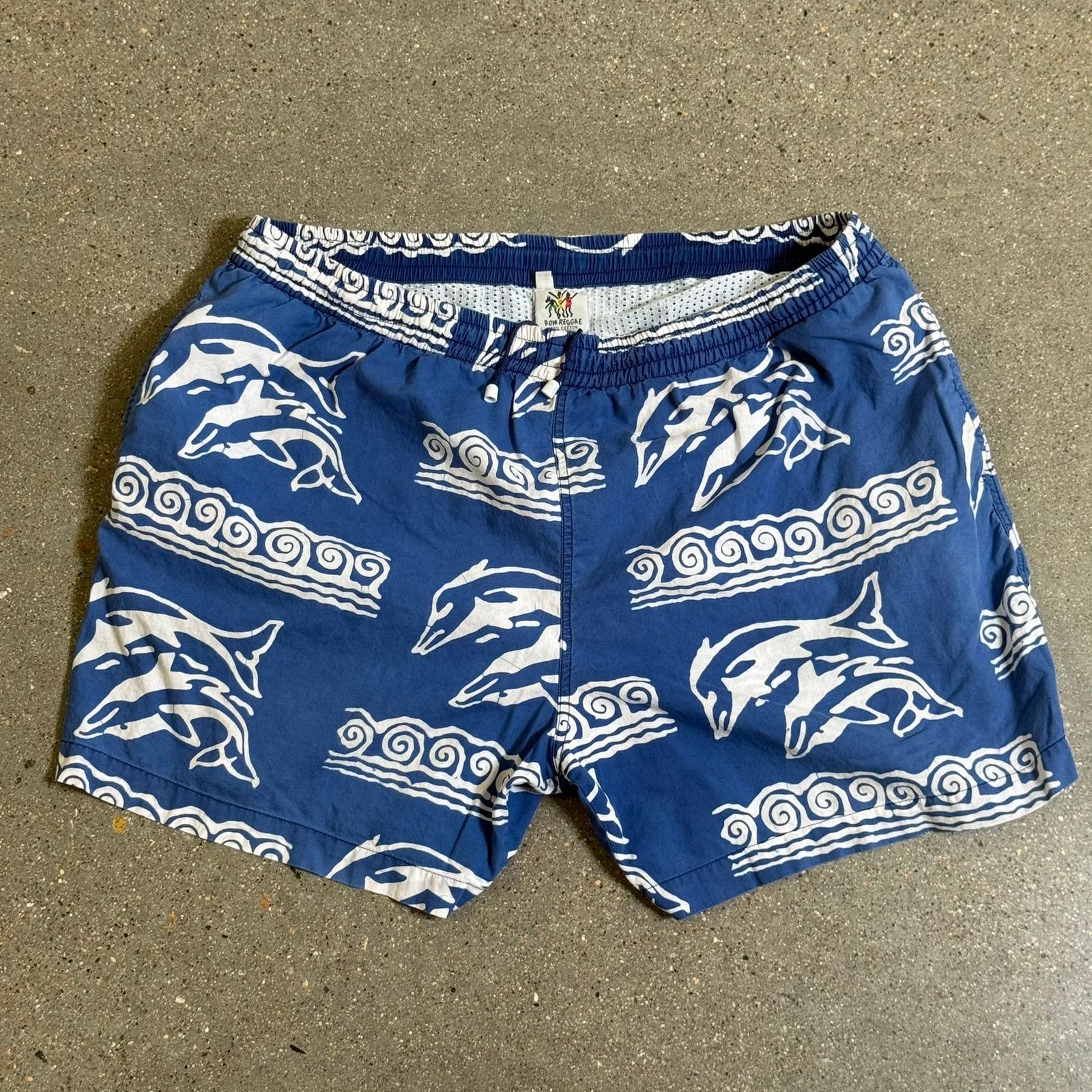 Vintage VTG Rum Reggae Dolphin Shorts 90s Blue Surf Swim Trunks XL Size US 36 / EU 52 - 1 Thumbnail