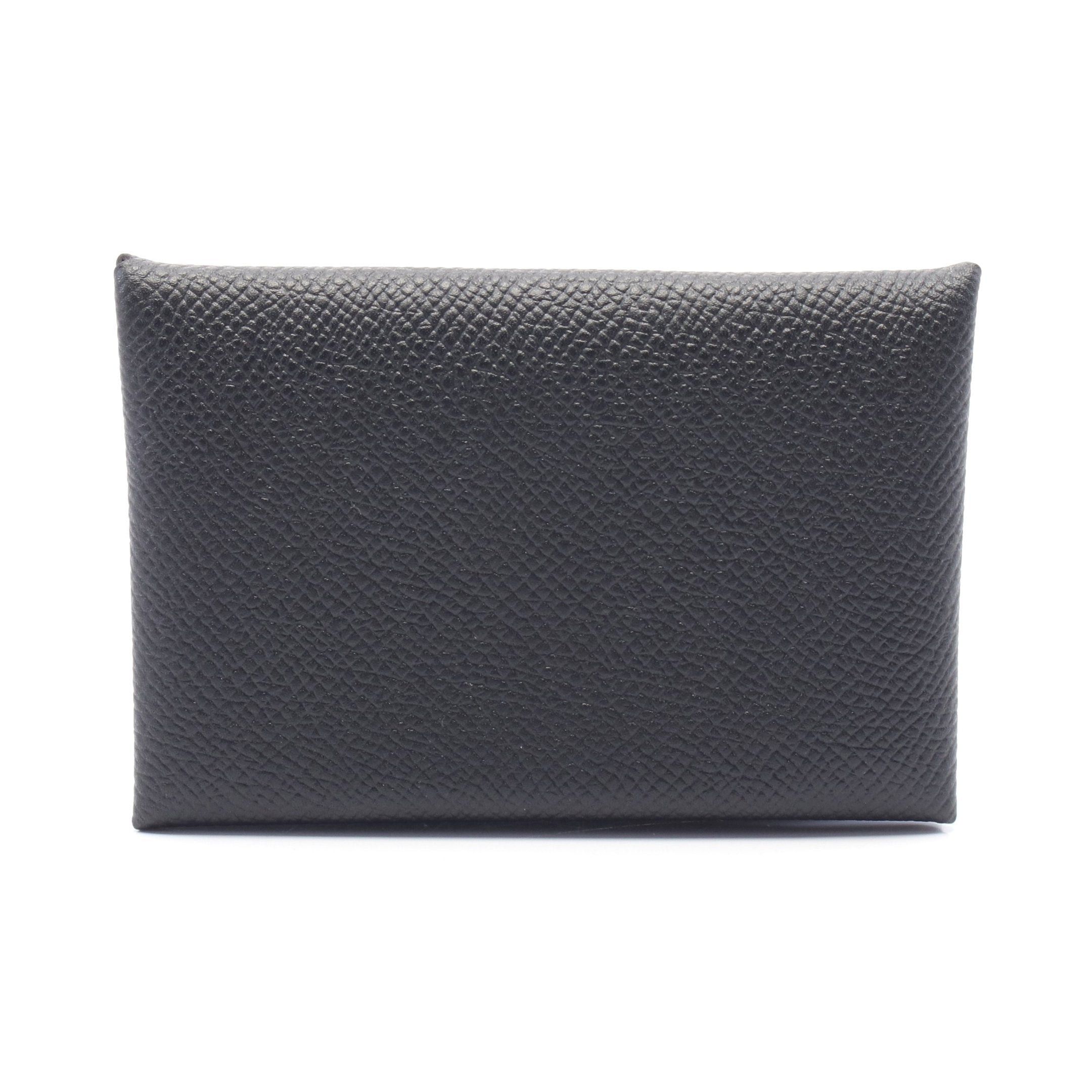 Hermes Calvi Coin Purse Veau Epsom Black Silver Hardware C Engraved, Women's