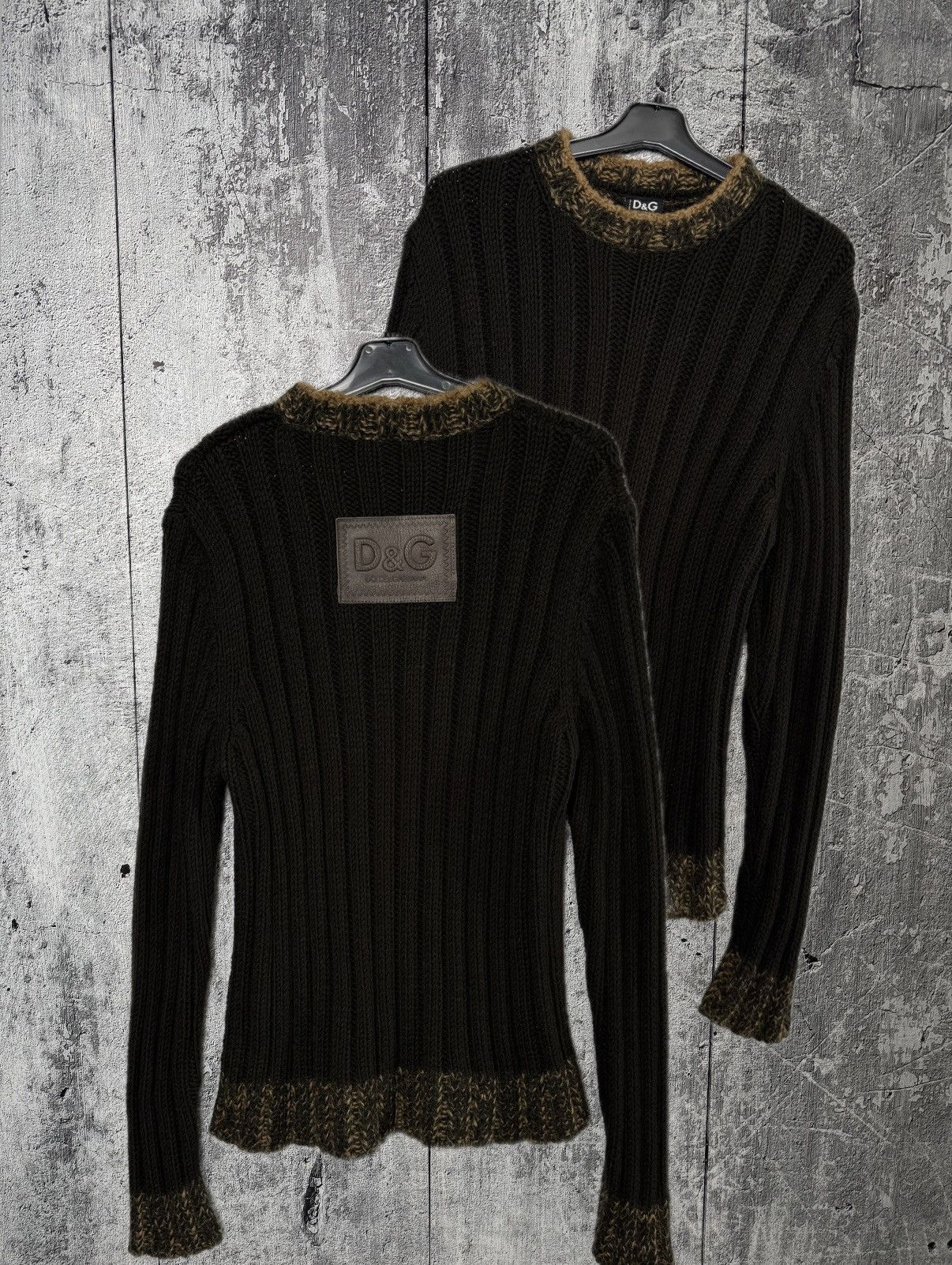 Dolce & Gabbana Vintage Dolce & Gabbana Ribbed Wool Sweater D&G Leather Logo Size M / US 6-8 / IT 42-44 - 1 Thumbnail