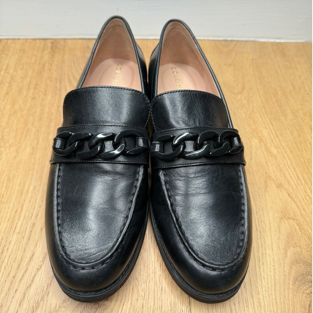 Cole Haan NEW Cole Haan Stassi Chain Loafer Slip On Shoe Black Leather Size US 6.5 / IT 36.5 - 1 Thumbnail