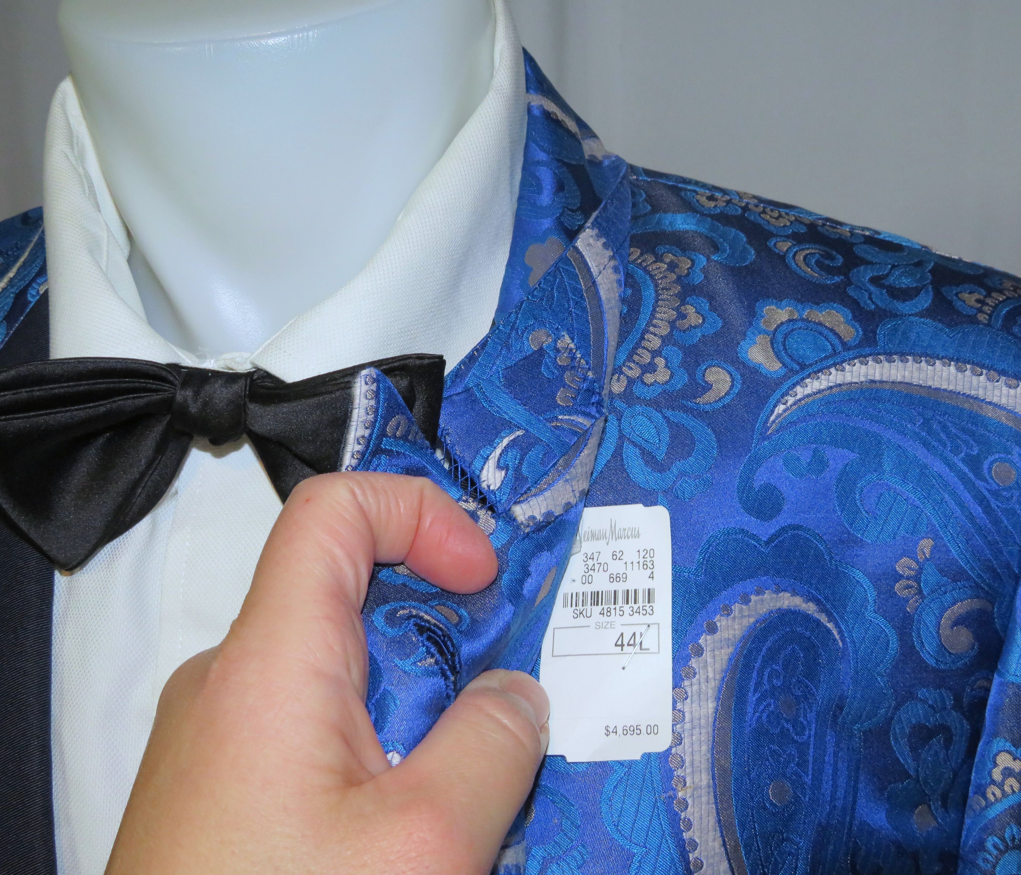 Tom Ford Base A Windsor Blue Paisley Silk Blend Dinner Jacket 46L NWT Size 46L - 6 Thumbnail