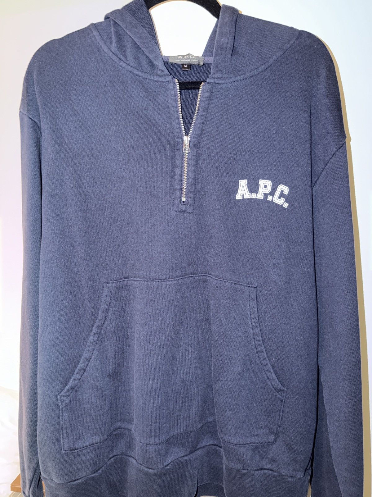 A.P.C. A.P.C. Half Zip Logo Hoodie Blue Size M Embroidered Pullover Size US M / EU 48-50 / 2 - 1 Thumbnail