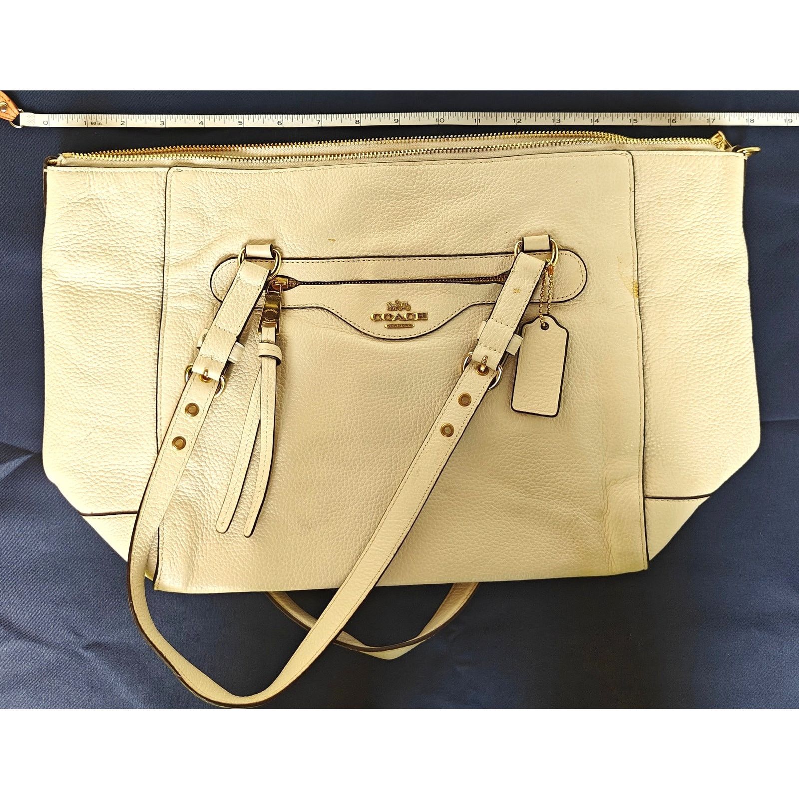 Coach Coach Pebbled Leather Zip-Top Tote –Off-White, Gold Hardware Size ONE SIZE - 8 Thumbnail