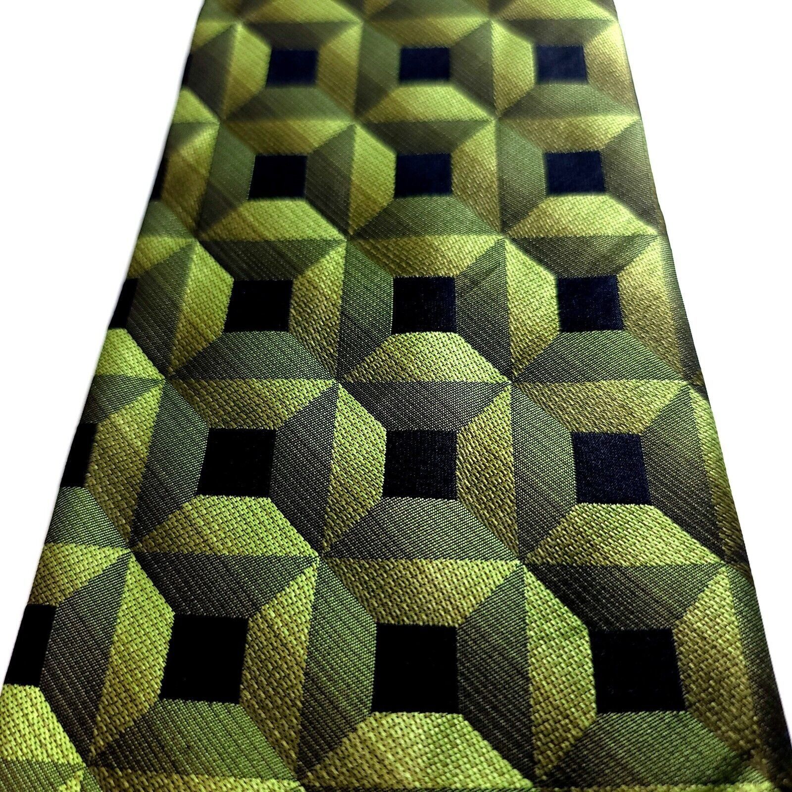 Arrow Arrow Green Black Geometric Woven Silk Tie Size ONE SIZE - 2 Thumbnail