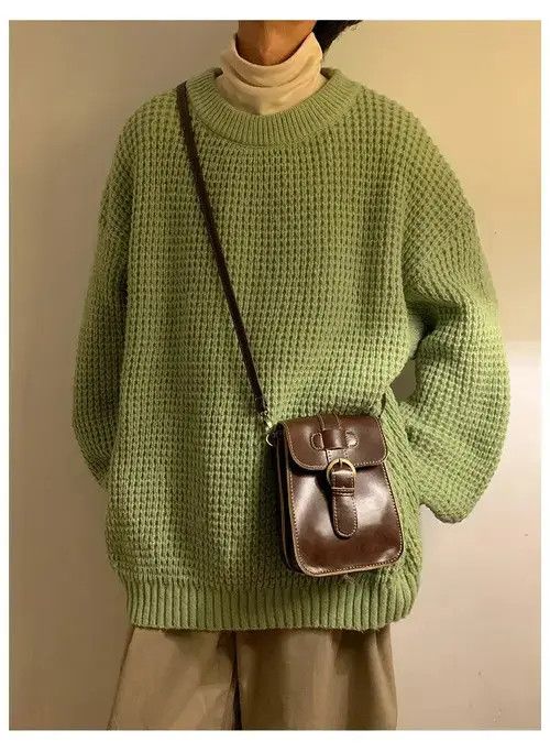 Other Waffle Sweaters Round Neck Solid Color Korean Style Size US L / EU 52-54 / 3 - 1 Thumbnail