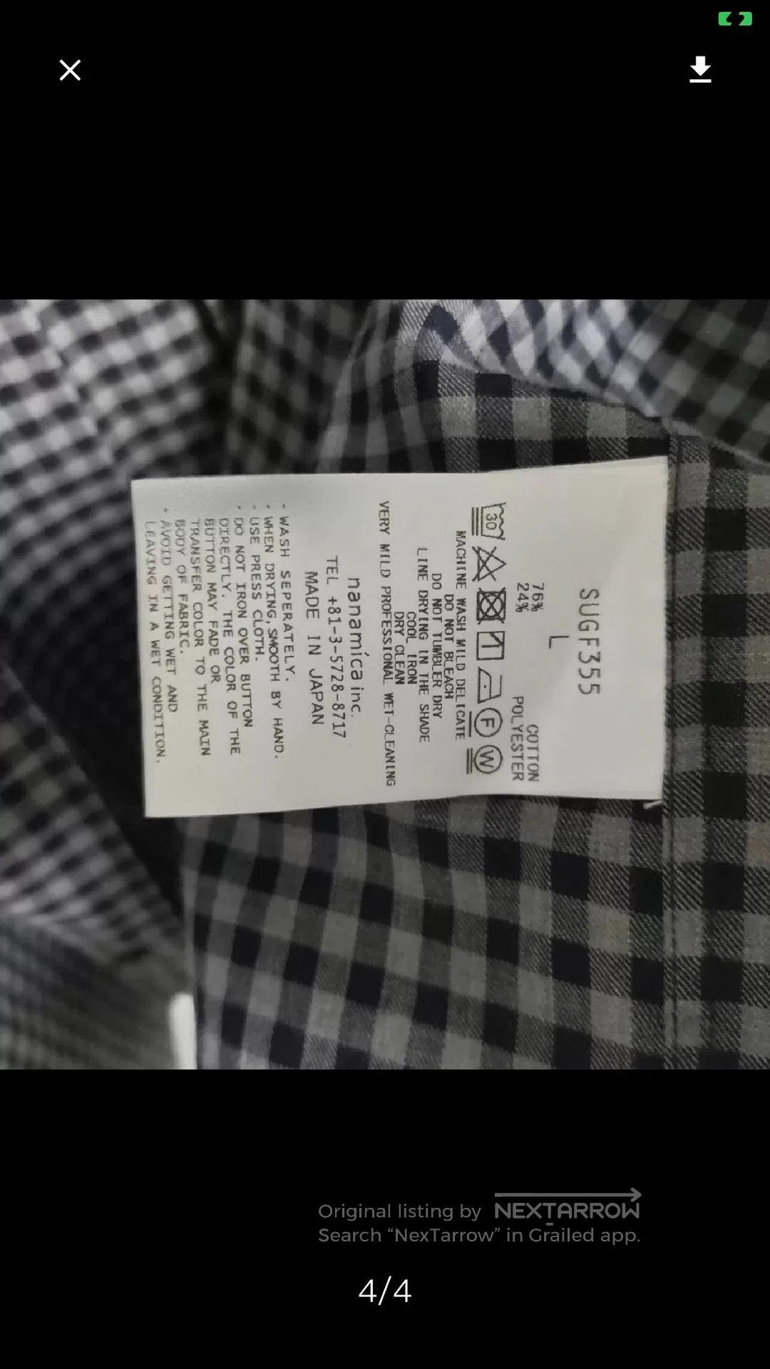 Nanamica New Navy Checkered Shirt for Men. Size US L / EU 52-54 / 3 - 7 Thumbnail