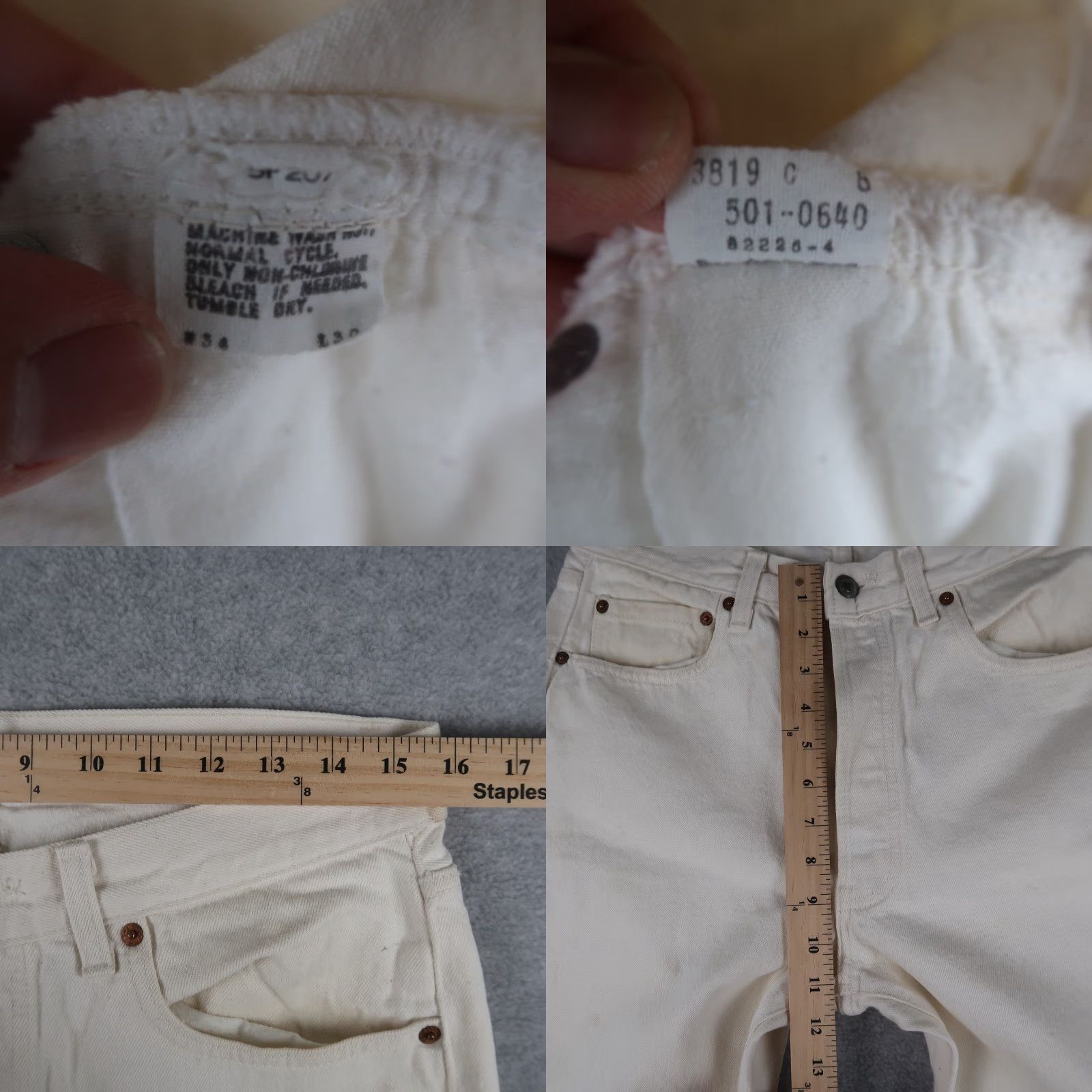 Levi's Vintage Levis 501 Size 34x30 (31x29) Jeans Straight Denim White Mens USA 80s Size US 34 / EU 50 - 8 Thumbnail
