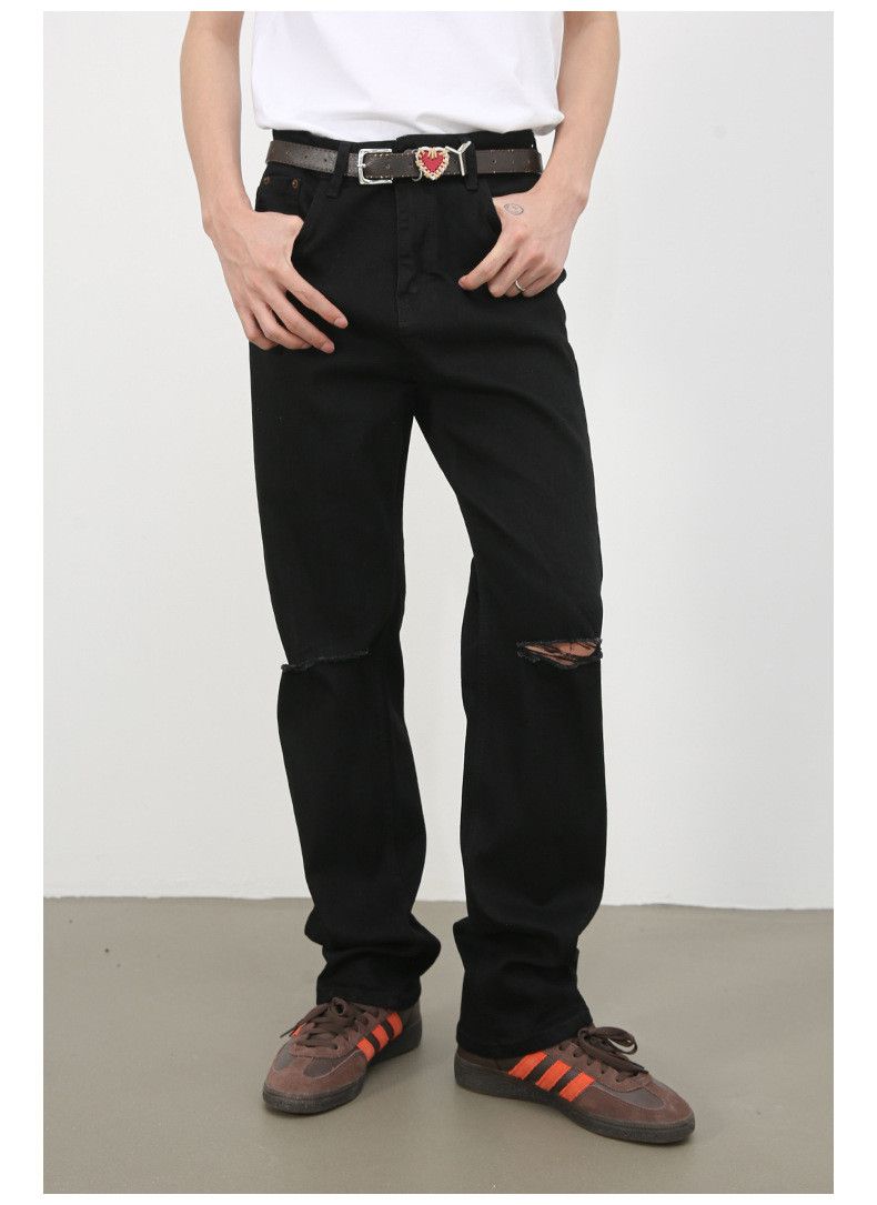 Japanese Brand × Jean Men's black high street stretch slim fit ripped jeans Size US 32 / EU 48 - 2 Thumbnail