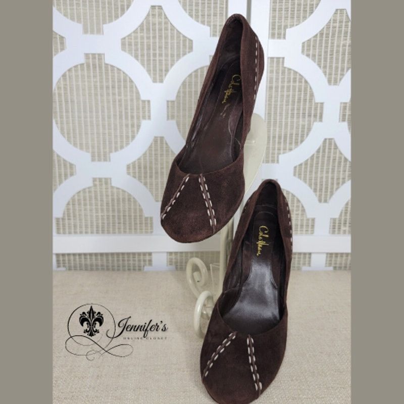 Cole Haan Cole Haan Women's Dark Brown Trina Suede Wedges Size US 6.5 / IT 36.5 - 2 Thumbnail
